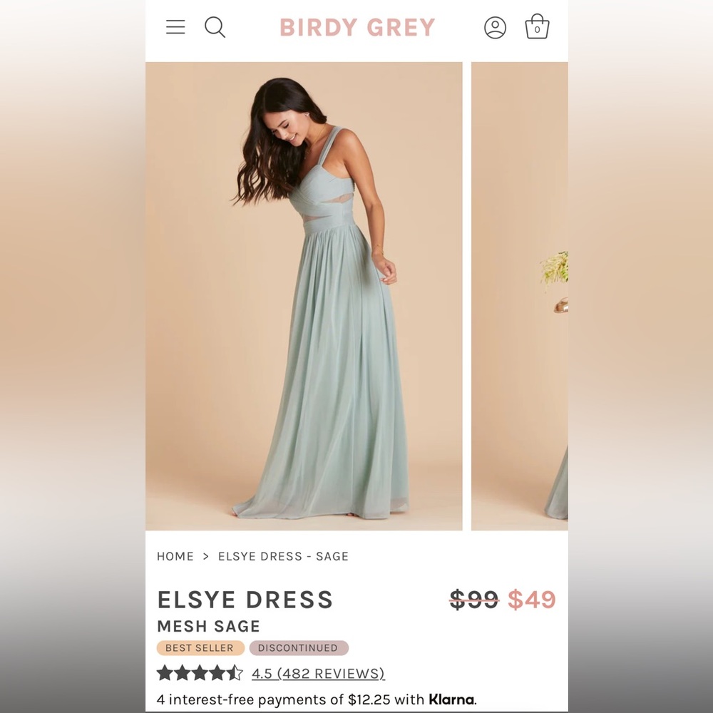 Birdy Grey Elyse bridesmaid dress in sage; unaltered.